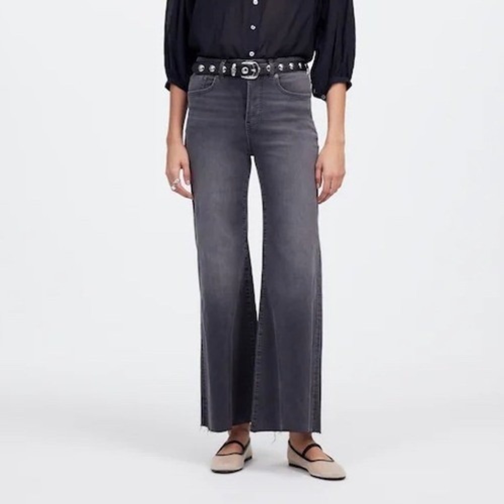 Madewell Gray Wide-Leg Flare Jeans